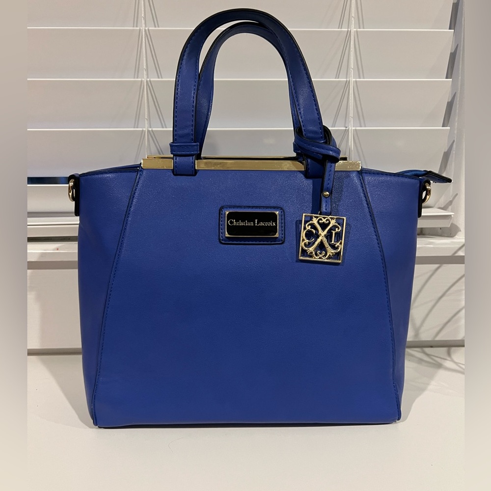 Christian Lacroix Top Handle Structured Bag in Bright Cobalt